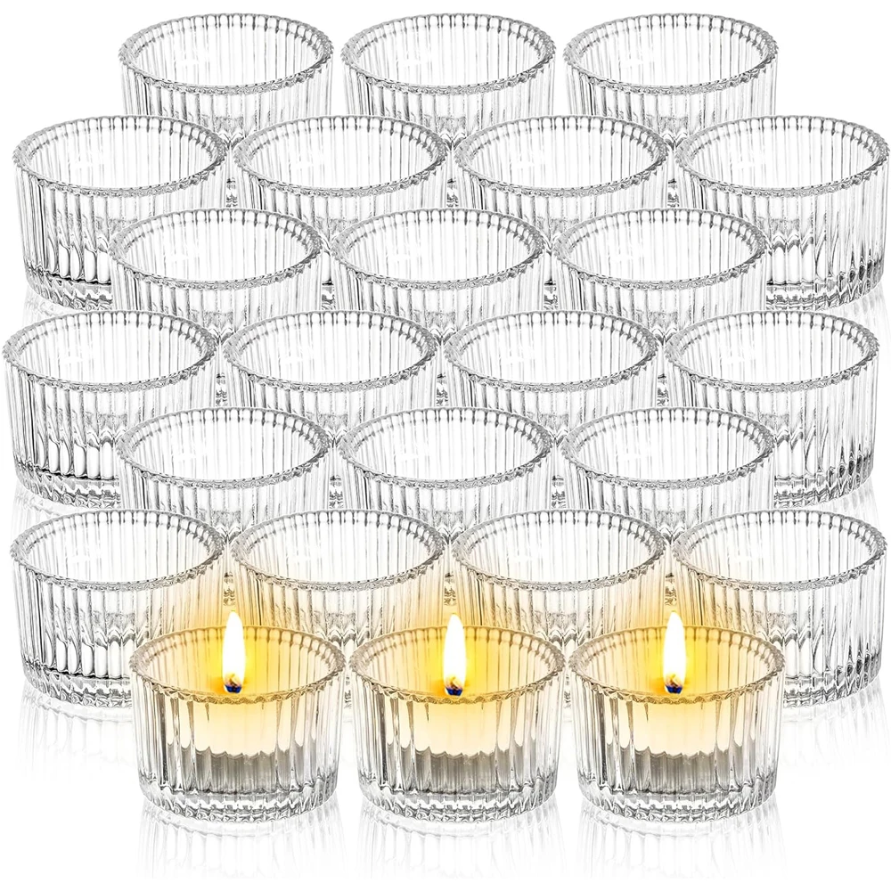 Candle Glass Supplies - 6/12 قطعة حاملات شموع زجاجية شفافة،