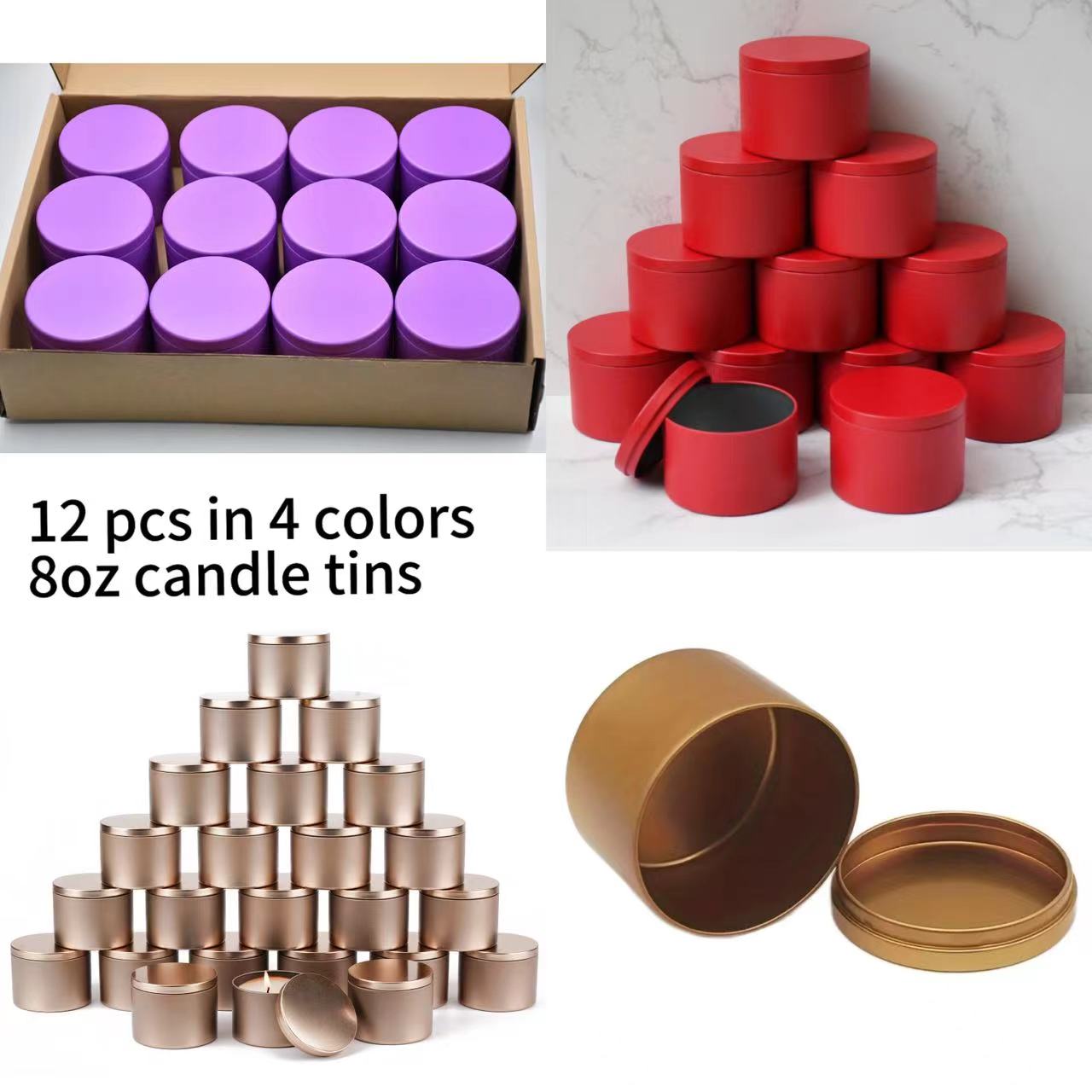 Candle Making Supplies Jars - علب شموع معدنية بأغطية ، طقم