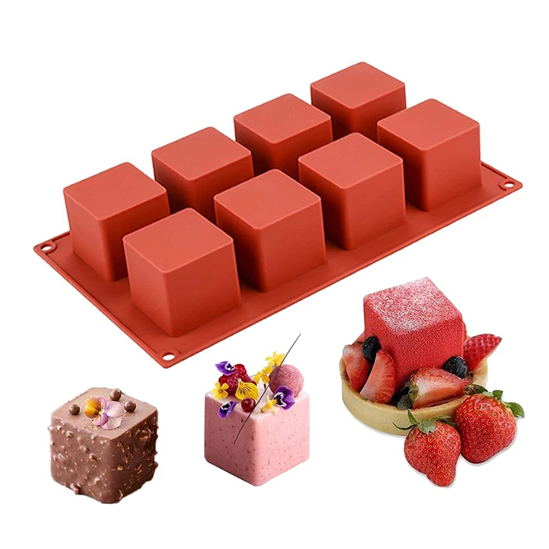 Candle Supplies Eu - 8 تجويف مربع موس قالب الكعكة