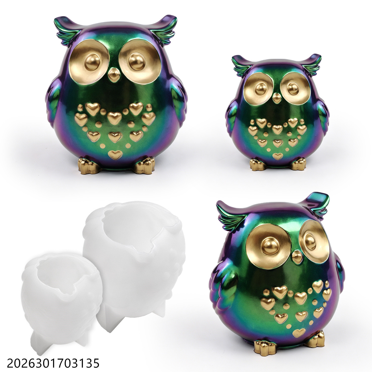 Candle Holder Supplies - قالب سيليكون على شكل بومة ثلاثية