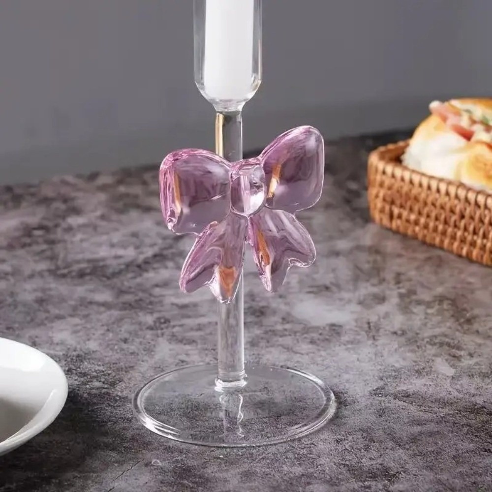 Candle Glass Supplies - حامل شموع زجاجي شفاف طويل، مستلزمات