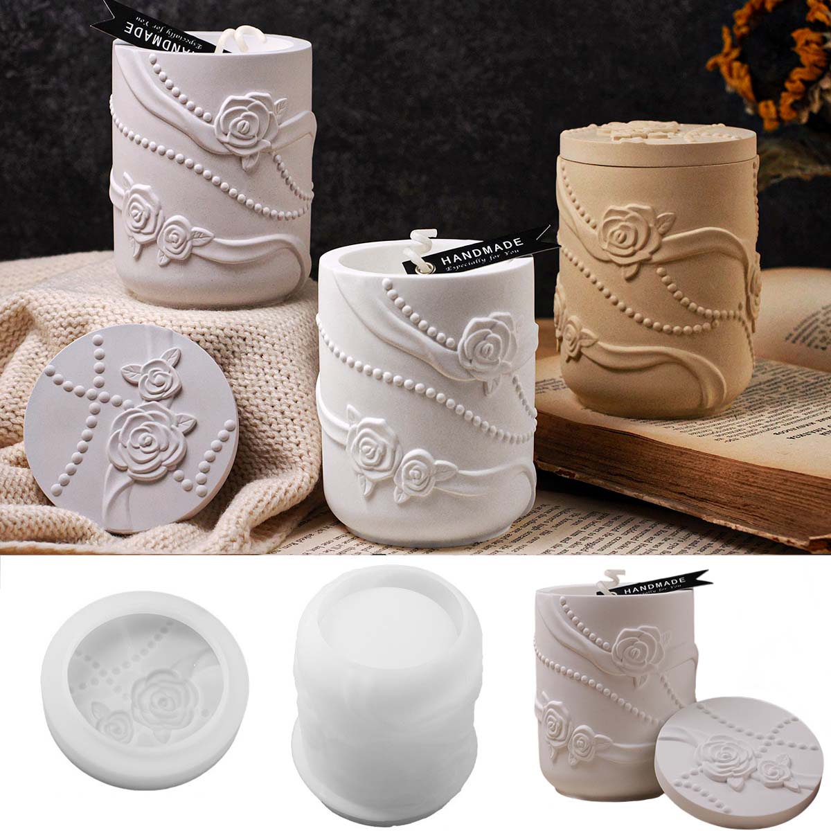 زهرة خرسانية شكل شمعة جرة قالب - مراجعة Candle Making Supplies Jars وسعره